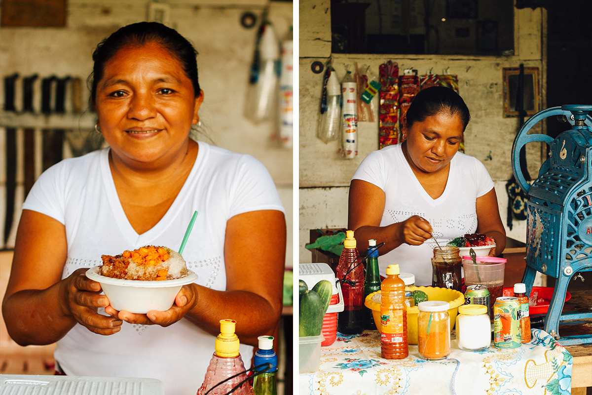 Armenia , the mother of 15-year-old sponsored child Astrid, mixes snow cones in her home in Guatemala.
