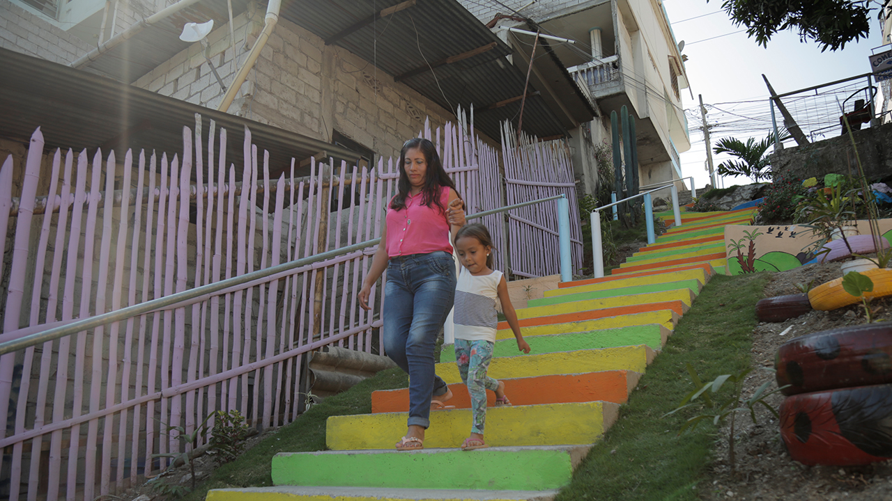 Take a virtual visit to see a completed Agents of Change project in Ecuador. Before these stairs, the community had to walk up a very steep and unsafe hill. After a $500 grant and a few days of hard work the community now can safely enter and exit their neighborhood.